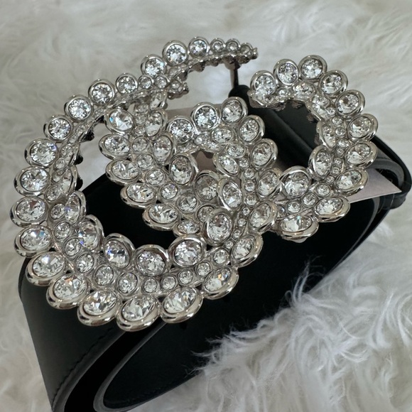 Gucci crystal GG leather belt with double G buckle - Picture 3 of 11